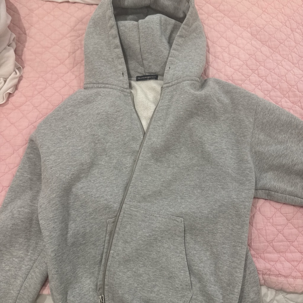 Brandy Melville Gray Christy Zip-Up Hoodie